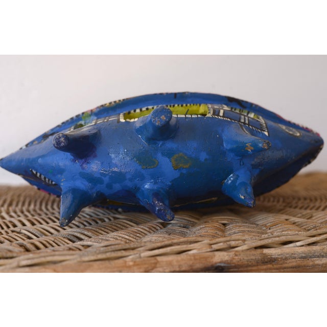 Vintage Candelario Medrano Mexican Folk Art Ceramic Boat Sculpture For Sale - Image 14 of 15