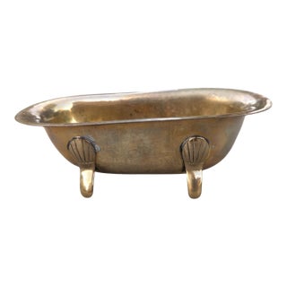 Vintage Brass Clawfoot Bathtub Soap Holder Dish For Sale