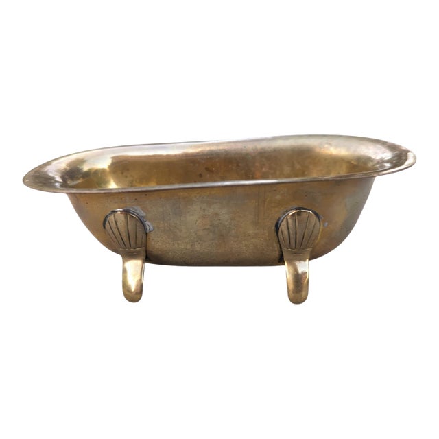 Vintage Brass Clawfoot Bathtub Soap Holder Dish For Sale