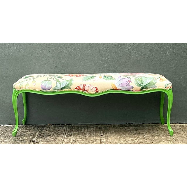 Vintage Lacquered Floral Bench For Sale - Image 11 of 12