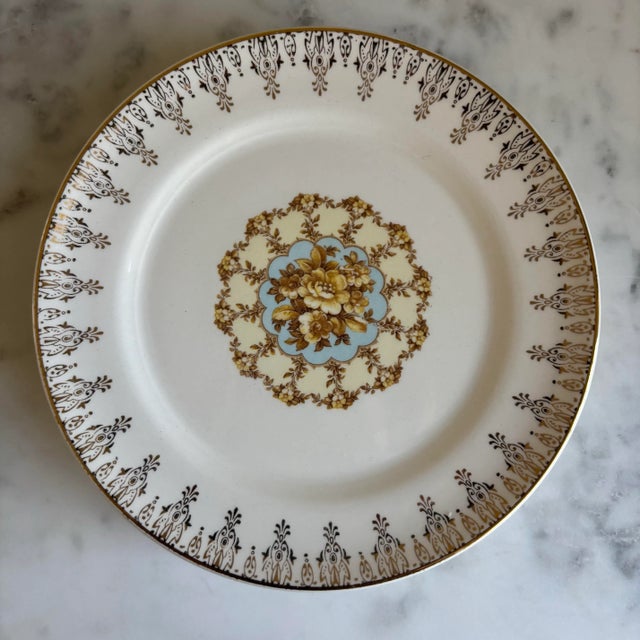 Limoges, France Mid 20th Century Set of 6: Limoges American 22k Gold Vienna Candlelight Ravenna Dessert Plates For Sale - Image 4 of 7