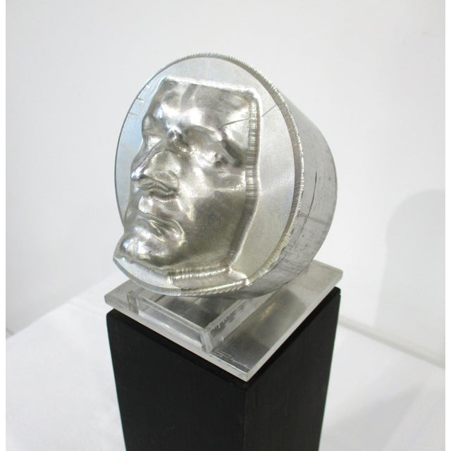 Curtis Jere Cast Aluminum Mid Century Face Sculpture Signed Sp 1967 For Sale - Image 4 of 11