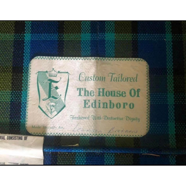 Mid Century Sofa Blue and Green Plaid 3 Seat Sofa For Sale - Image 10 of 12