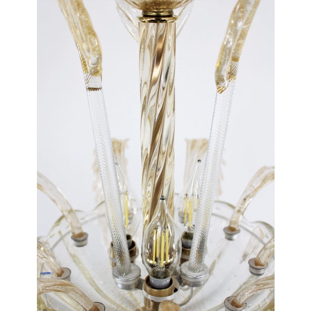 MidCentury 24k Gold Infused and Rigaree Murano Frond Pendant Light For Sale - Image 9 of 12