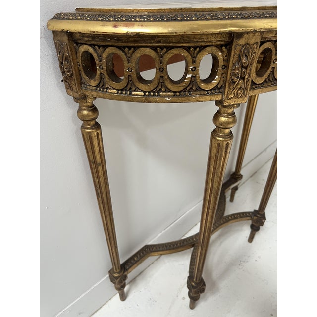 Louis XVI Style Console and Interior Mirror in Gilded Wood, Set of 2 For Sale - Image 18 of 18