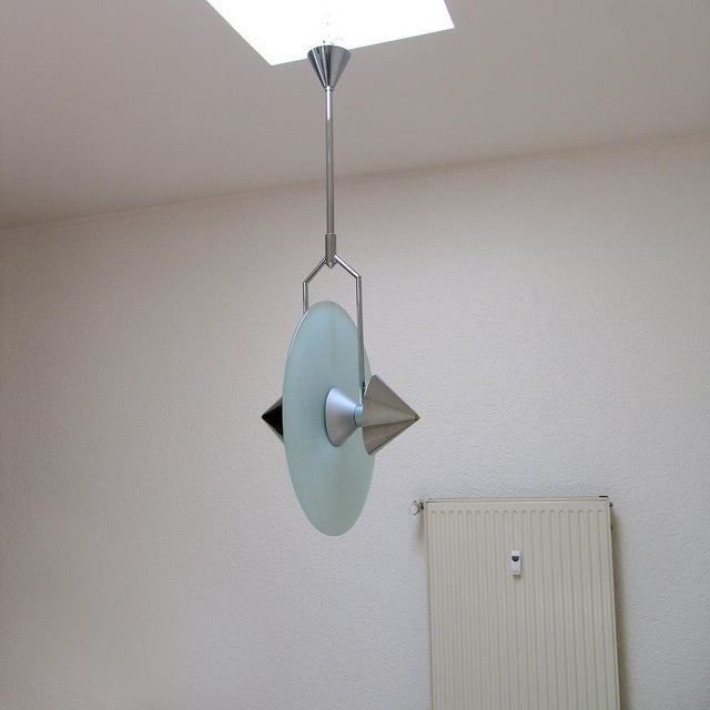 Fontana Arte Glass and Chrome Ceiling Light from Fontana Arte, Italy, 1980s For Sale - Image 4 of 14