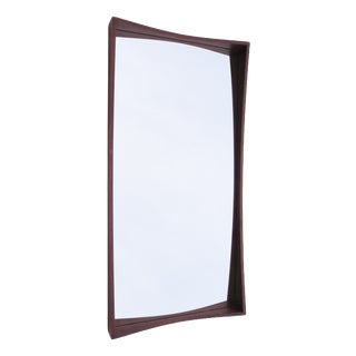 Scandinavian Modern Mirror with Concave Teak Frame by Jansen Spejle, 1950s For Sale