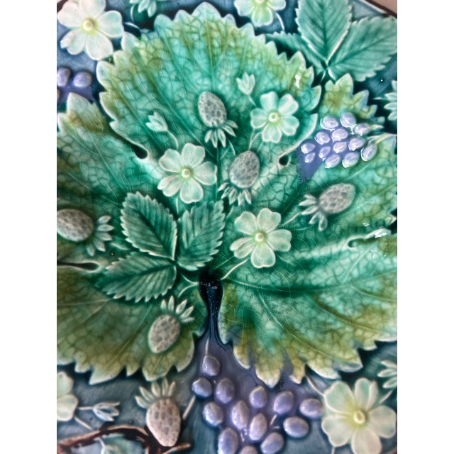 Ceramic Antique Swedish Majolica Plate by Rörstrand , C. 1880's For Sale - Image 7 of 11
