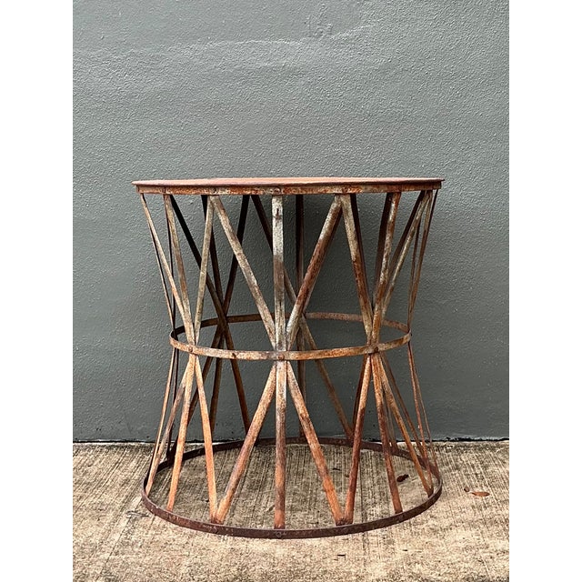 Vintage Patinated Metal Table Pedestal For Sale In West Palm - Image 6 of 12
