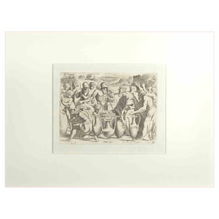 Giovanni Lanfranco, Genesis 14, Old Testament Story, Etching, 1607 For Sale