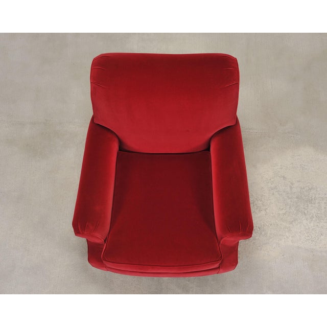 2000 - 2009 Ralph Lauren London Club Lounge Chair in Italian Red Velvet For Sale - Image 5 of 18
