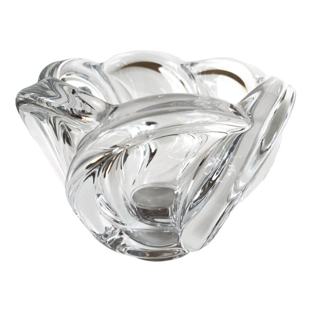 Antique 20th C Art Vannes France Crystal Hand-Blown Art Glass Bowl Signed C1950s For Sale