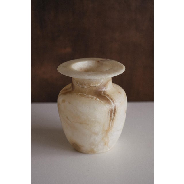 Hand-Carved Egyptian Alabaster Vase For Sale - Image 11 of 13