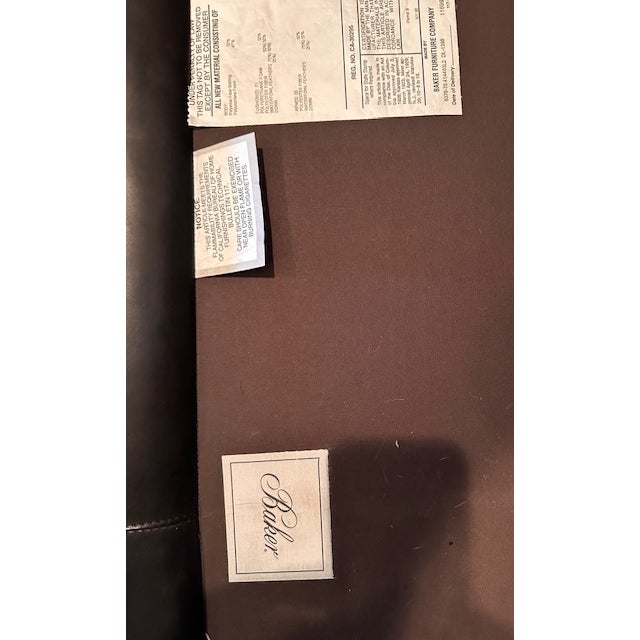 Animal Skin Baker Archetype Wood Banded Leather Sofa For Sale - Image 7 of 7