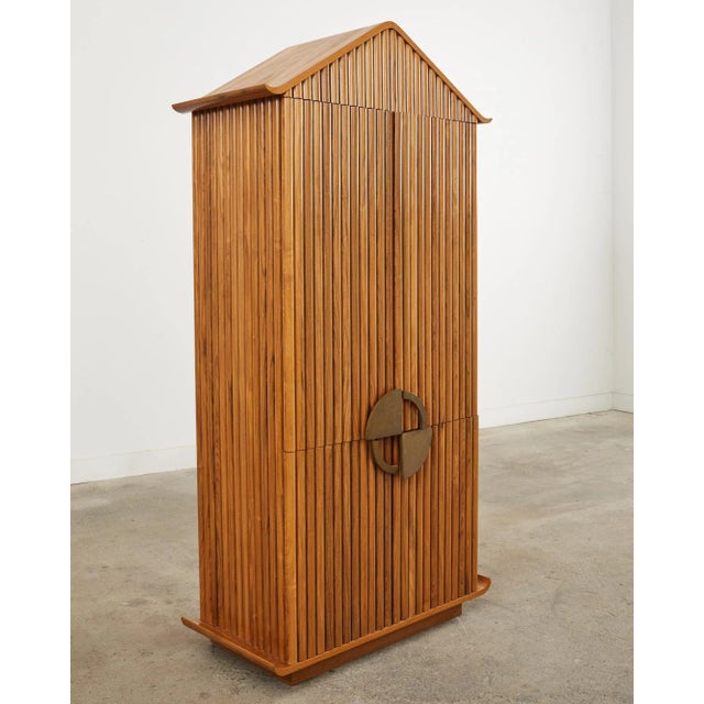 Brown Midcentury Modern Hardwood Pagoda Form Dry Bar Cabinet For Sale - Image 8 of 12
