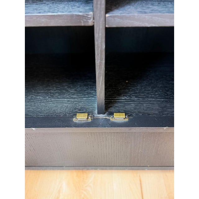 Bobby Berk Modern Black Tallboy Cabinet, Beige Oval Cane Inlay MCM Style For Sale - Image 11 of 12