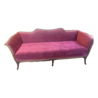 Vintage Red Velvet Sofa For Sale