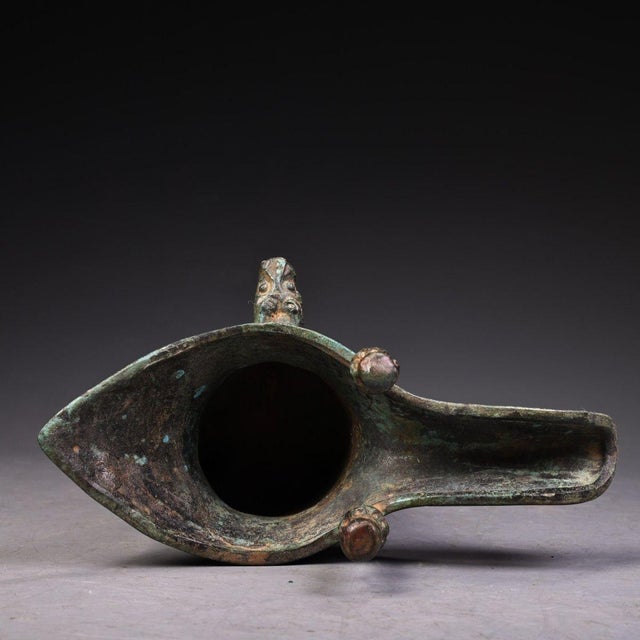 Late 19th Century Asian Bronze Tripod Libation Cup With Inscriptions For Sale - Image 4 of 10