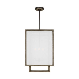 Thom Filicia by Visual Comfort Studio Brockway 4-Light Medium Lantern Pendant in Weathered Oak Wood For Sale