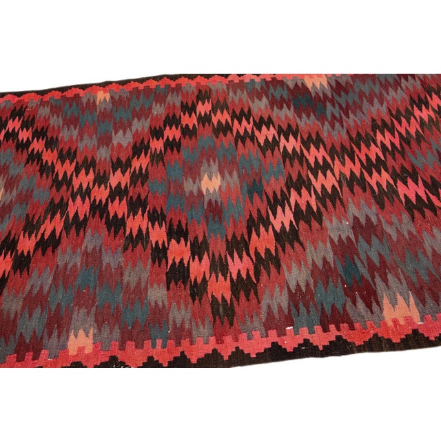 Peach Mid-20th Century Turkish Kilim Peach Handmade Tribal Wool Rug For Sale - Image 8 of 10