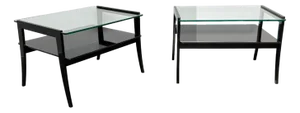 Black Lacquered Bedside Tables with Glass Tops, Italy, 1970s, Set of 2