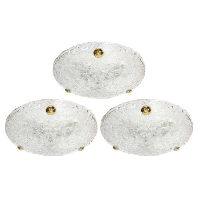 Large Round Murano Ice Glass Flush Mount from Hillebrand, Germany, 1970s For Sale - Image 6 of 6