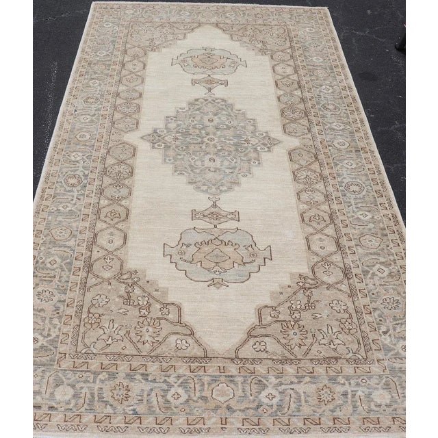 Fine Tabriz Gallery Rug With Soft Ivory Field and Accents in Taupe 4'11 X 9'10 For Sale - Image 4 of 12
