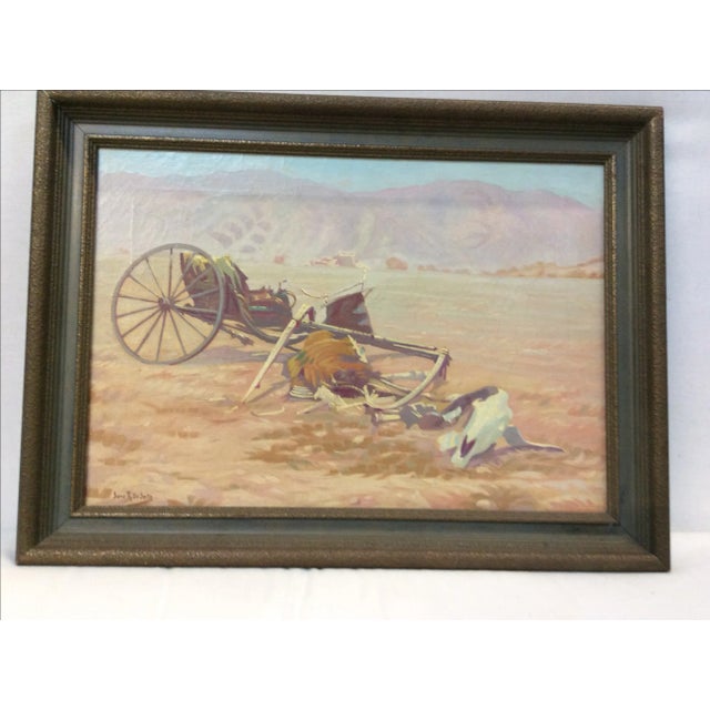 Cabin Antique Western Painting For Sale - Image 3 of 7