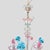 A Venetian chandelier. Blown glass three arms with blue, pick and clear glass decoration designed and executed in Murano...