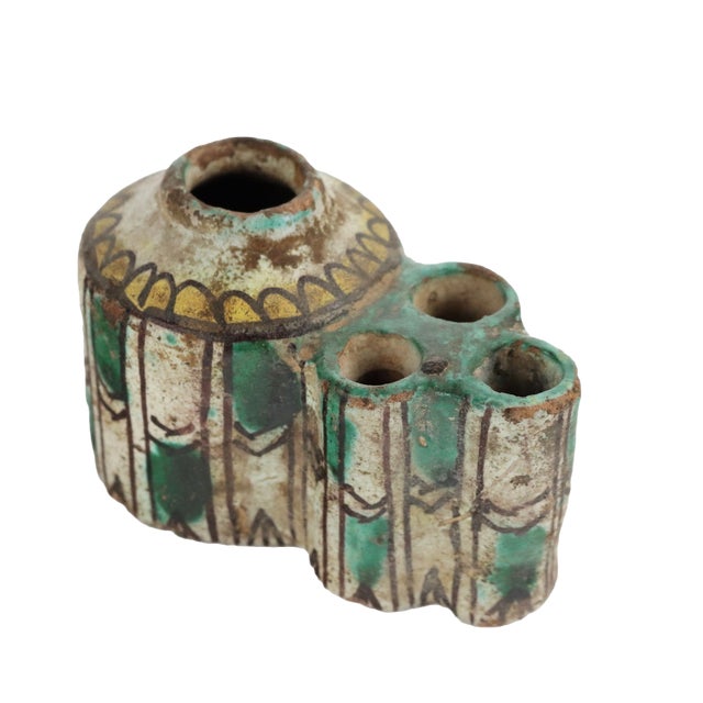 Antique Inwell in Enamelled Earthenware For Sale