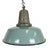 Industrial Petrol Enamel Factory Ceiling Lamp with Cast Iron Top, 1960s For Sale