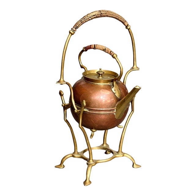 1900s French Samovar Art Nouveau in Copper and Brass Liberty Style Jugendstil For Sale