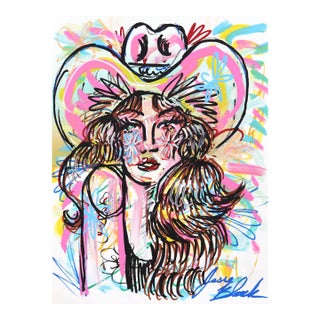 Wild Heart - Original Western Heart Acrylic Painting on Paper by Jesse Black For Sale