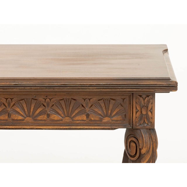 Rococo Style Walnut Extending Trestle Table For Sale - Image 4 of 11