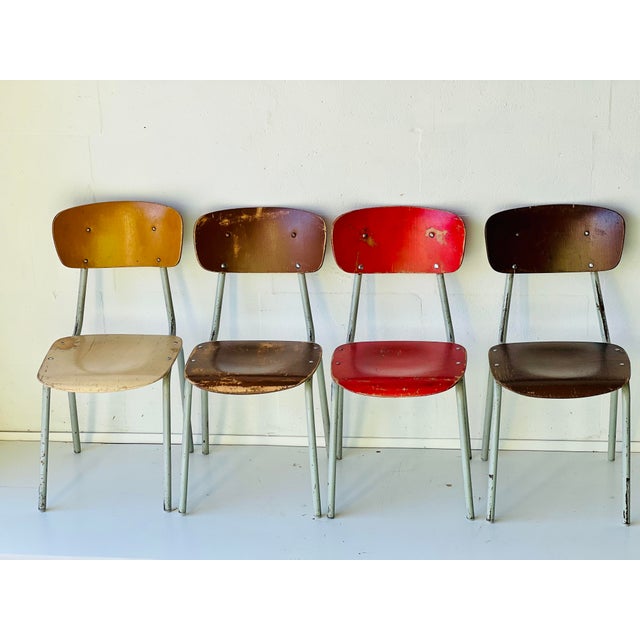 Vintage School Chairs, Set of 4 For Sale - Image 10 of 18