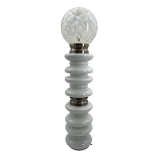 Floor Lamp in White Satined Glass by Carlo Nason for Mazzega, 1970s For Sale
