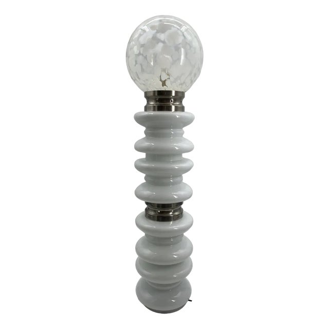Floor Lamp in White Satined Glass by Carlo Nason for Mazzega, 1970s For Sale