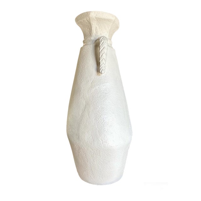 Large Sculptured Hand-Crafted White Terracotta-Clay Pottery Vessel For Sale - Image 10 of 13