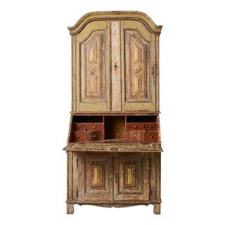 Antique Folk Art Rustic Swedish Writing Cabinet, 1820 For Sale