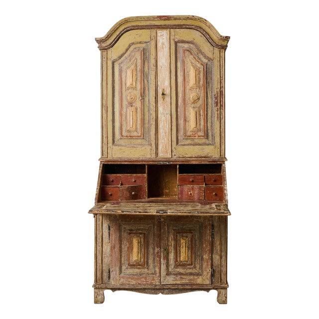 Antique Folk Art Rustic Swedish Writing Cabinet, 1820 For Sale