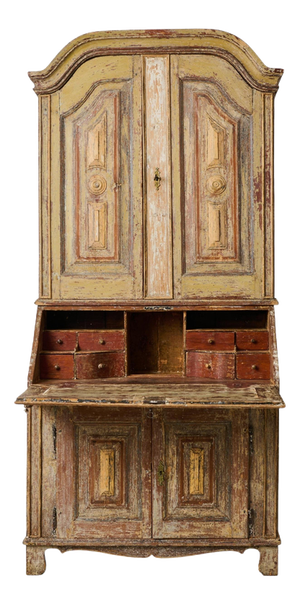 Antique Folk Art Rustic Swedish Writing Cabinet, 1820