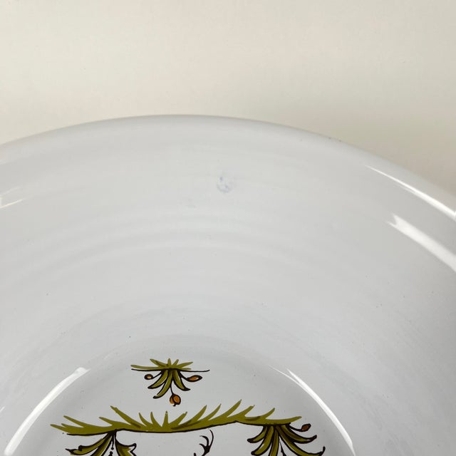 Green Large Hand-Painted Earthenware Salad Bowl by Mousiter, 1950s For Sale - Image 8 of 11