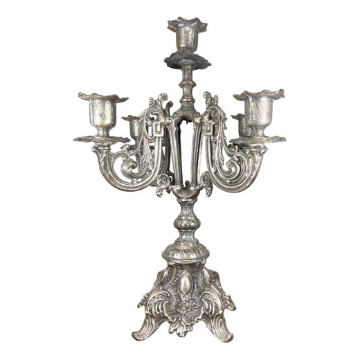 Vintage French Style Metal Candelabra For Sale