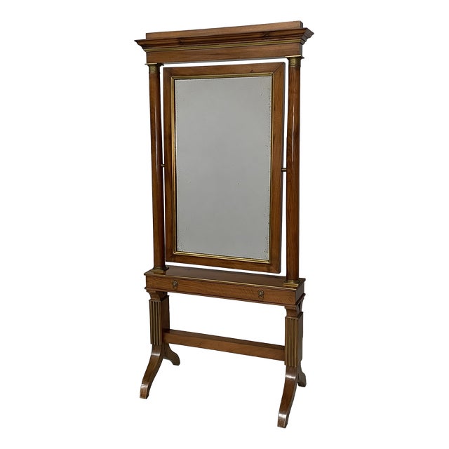 Mid-19th Century Italian Empire Mirror with Drawer For Sale