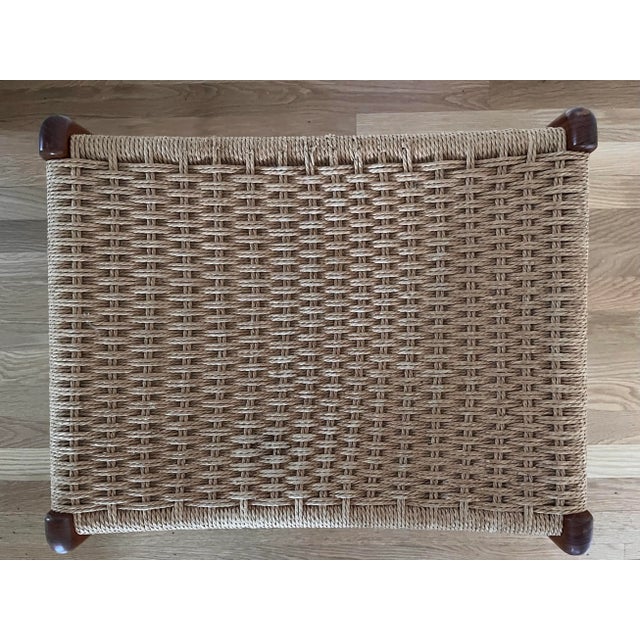 Wood Peder Kristensen for Glyngore Stolefabrik Danish Teak and Paper Cord Stool For Sale - Image 7 of 12
