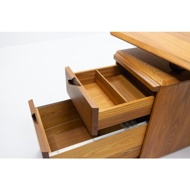 Curved Desk in Elm from Seltz, France, 1980s For Sale - Image 11 of 16