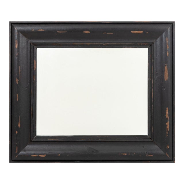 Rustic Ebonized Wood Framed Mirror For Sale