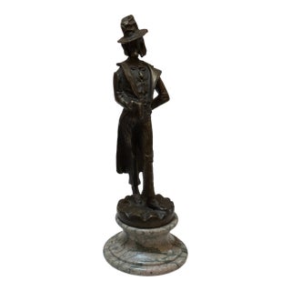 Victorian Bronze Poodle Gentleman Sculpture on Marble Base For Sale