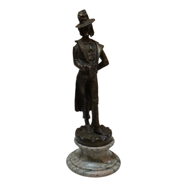 Victorian Bronze Poodle Gentleman Sculpture on Marble Base For Sale