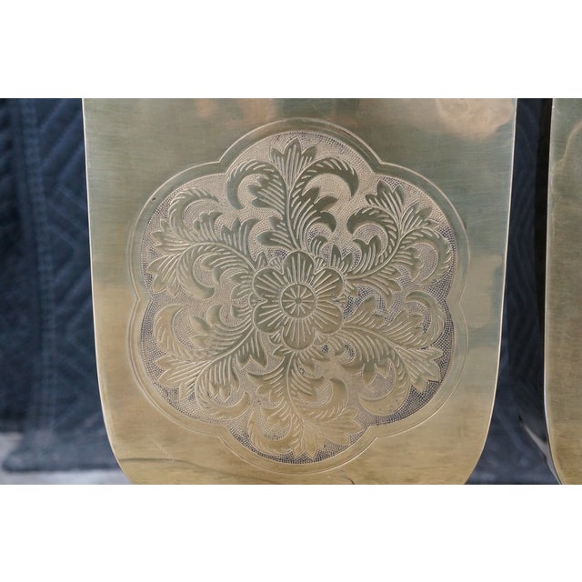 2 Mid Century Chinoiserie Etched Brass Table Lamps Asian Urn Tea Caddy Jar Pair For Sale - Image 14 of 18